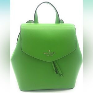 Kate Spade Lizzie Medium Flap Leather Backpack in Turaco Green